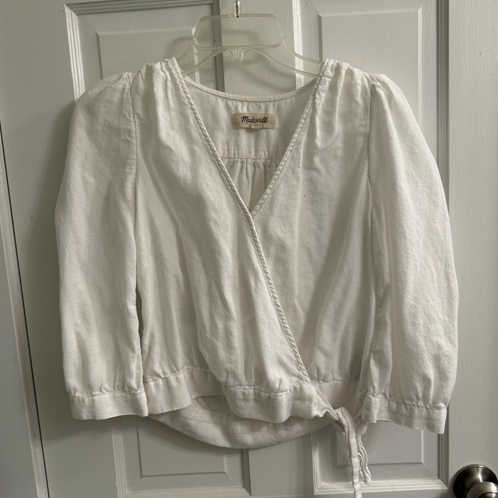 Madewell Wrap Top Size Small In White - image 2